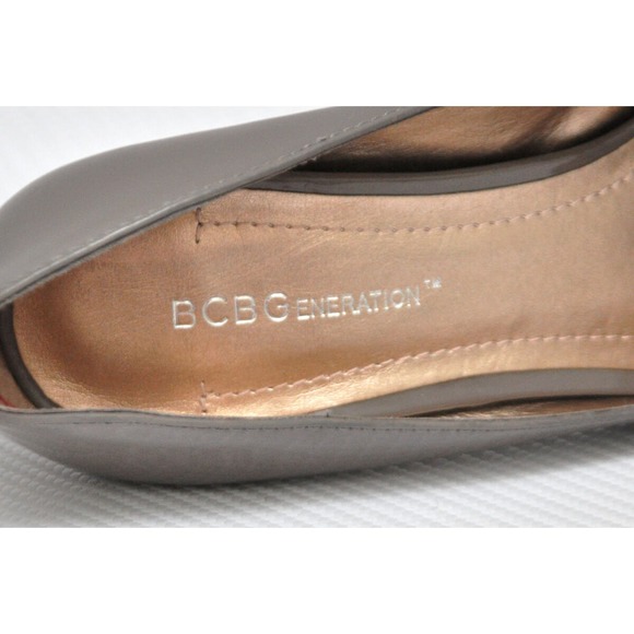 BCBG Generation JAXX Peep Toe Platform Pump Heel Patent Shoe Khaki Gray 9.5/10 - Picture 7 of 8